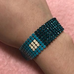 Turquoise rhinestone chainmail  bracelet